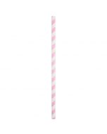 Yocup 9" Giant (8mm) Pink Striped Unwrapped Paper Straw - 1 case (1500 piece)