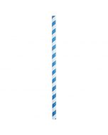 Yocup 9" Giant (8mm) Blue Striped Unwrapped Paper Straw - 1 case (1200 piece)