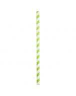 Yocup 9" Giant (8mm) Green Striped Unwrapped Paper Straw - 1 case (1200 piece)