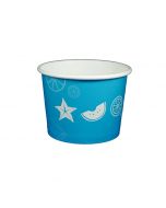 Yocup 16 oz Fruit Pattern Blue Cold/Hot Paper Food Container - 1 case (1000 piece)