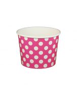 Yocup 16 oz Polka Dot Pink Cold/Hot Paper Food Container - 1 case (1000 piece)