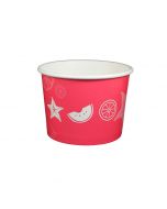 Yocup 16 oz Fruit Pattern Red Cold/Hot Paper Food Container - 1 case (1000 piece)
