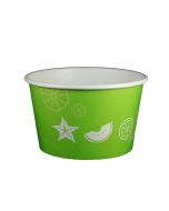 Yocup 24 oz Fruit Pattern Lime Green Cold/Hot Paper Food Container - 1 case (600 piece)