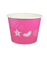 Yocup 32 oz Fruit Pattern Pink Yogurt Paper Cup - 1 case (600 piece)