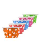 Yocup 0.5 oz Assorted Dotted Paper Souffle / Portion Cup (Blue/Green/Pink/Orange/Red) - 1 case (5000 piece)