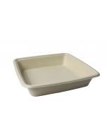 YOCUP 32oz 9"x9"x2" 3 compt Compostable Bagasse Square Food Tray- 400/Case