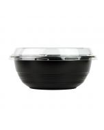 Yocup 24 oz Black Microwavable Plastic Bowl With Clear Lid Combo - 1 case (300 set)