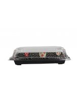 Yocup Size 05 Sakura Pattern Sushi Tray w/Clear Lid Combo (7.5" x 5.25" x 1.75") - 1 case (400 set)