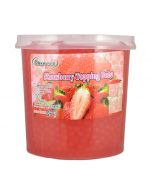 Ohsweet Strawberry Flavored Topping Boba 7 lb Jar - 1 case (4 jars)