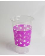 YOCUP 24 oz Polka Dot Pink Clear PET Cup (98mm Rim)  - 600/case (12/50)