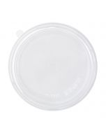 YOCUP 32 oz Clear Plastic Low Dome Lid With U Vent For Paper Short Buckets - 300/Case