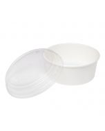 YOCUP Clear Flat Top Plastic Dome Lid w/vented holes for 32 oz Paper Short Bucket (165mm PP) - 600/case (12/50)