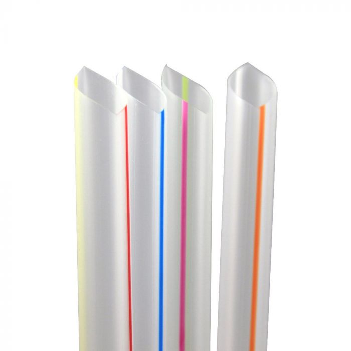 Yocup Company: Yocup 7.75 Colossal (12mm) Assorted Clear Striped  Film-Wrapped Plastic Straw - 1 case (2000 piece)
