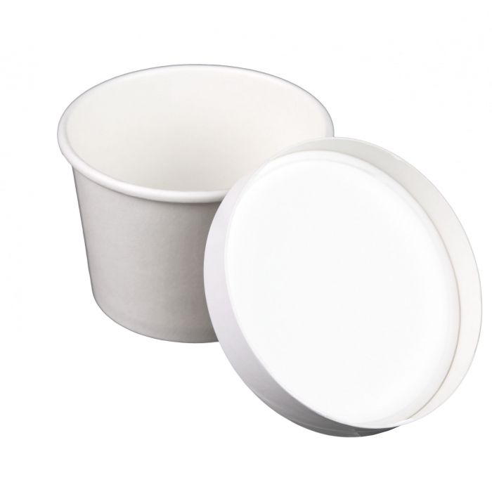 Yocup Company: Yocup 32 oz White Paper Ice Cream Container with Plastic Lid  Combo - 1 case (250 set)