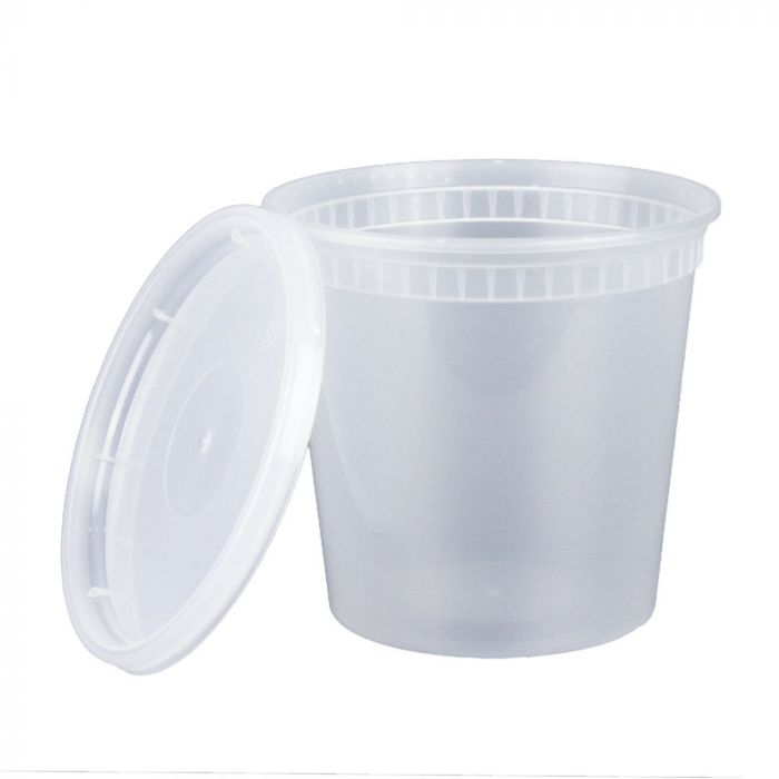 24 Pack Food Container Clear Plastic Soup Deli Container with Lid Storage 