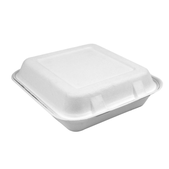 Large Biodegradable 3 Compartment Takeout Boxes - 8x8 Carry Out