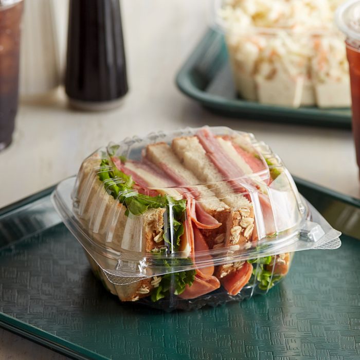 Clear Clamshell 8 5/16" x 8 5/16" x 3" Take-Out Salad Containers 50 Pack 