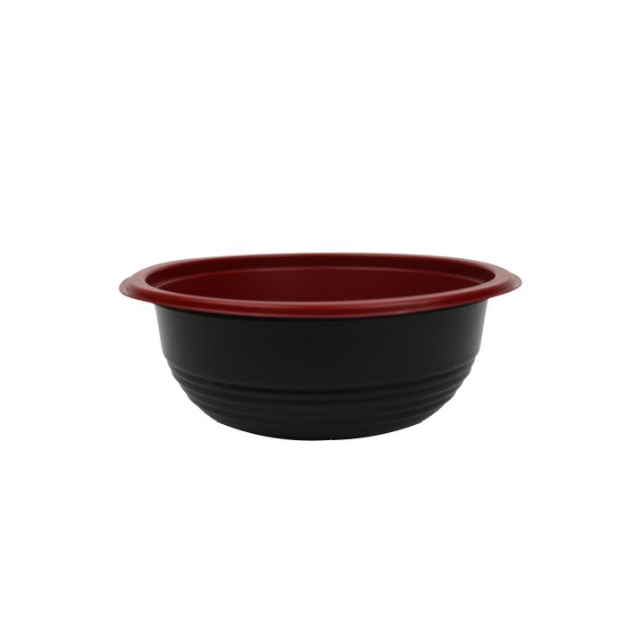 Yocup Company: Yocup 16 oz Black and Red Microwavable Plastic Bowl With  Clear Lid Combo - 1 case (300 set)