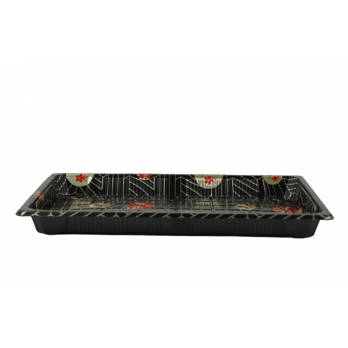 Yocup Company: Yocup Size 09 Sakura Pattern Sushi Tray w/Clear Lid Combo  (9.5 x 5.75 x 1.75) - 1 case (300 set)