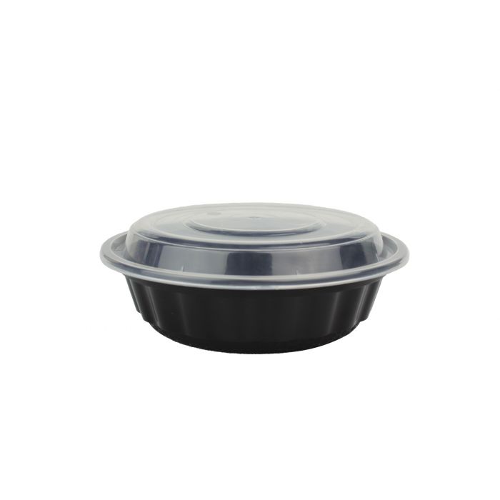 Details about   25 Pack24 oz.Container with LidBlack Round Microwavable Heavy Weight 