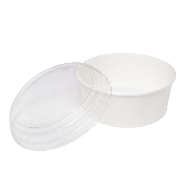 Karat 24 oz Round PET Plastic Salad Bowls with Lids - 300 pcs