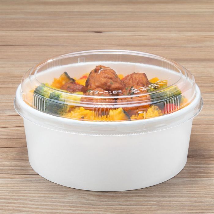 Yocup Company: Karat 24/32 oz Clear Plastic Low Dome Lid With No Hole For  Cold/Hot Paper Food Containers - 1 case (600 piece)