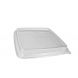 YOCUP Clear Plastic PET Flat Top  Lid (225mm rim) with No Hole for 32oz Compostable Bagasse Square Food Tray - 300/cs (6/50)