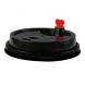 Yocup 16/24 oz Black Plastic Low Dome Lid With Stopper For Premium PP Cups (90mm) - 1 case (1000 piece)