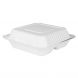 KR 9" x 9" x 3" 3-compt Compostable Bagasse Hinged-Lid Container - 200/Case