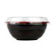 Yocup 16 oz Black and Red Microwavable Plastic Bowl With Clear Lid Combo - 1 case (300 set)