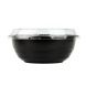 Yocup 24 oz Black Microwavable Plastic Bowl With Clear Lid Combo - 1 case (300 set)