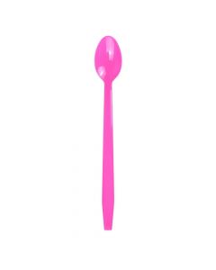 Yocup Pink Plastic Long Handle Soda Spoon - 1 case (1000 piece)