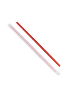 Karat 10.25" Giant (8mm) Red Film-Wrapped Plastic Straw - 1 case (1200 piece)