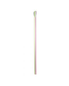 Yocup 9" Giant (8mm) Clear Striped Film-Wrapped Plastic Spoon Straw - 1 case (2000 piece)