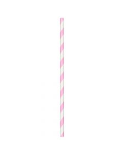 Yocup 7.75" Jumbo (6mm) Pink Striped Paper-Wrapped Paper Straw - 1 case (2000 piece)
