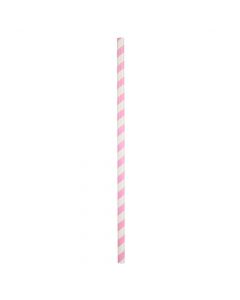 Yocup 10.25" Giant (8mm) Pink Striped Unwrapped Paper Straw - 1 case (1000 piece)