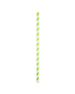Yocup 10.25" Giant (8mm) Green Striped Unwrapped Paper Straw - 1 case (1000 piece)