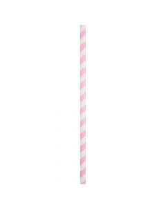 Yocup 9" Giant (8mm) Pink Striped Unwrapped Paper Straw - 1 case (1200 piece)