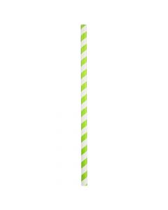 Yocup 9" Giant (8mm) Green Striped Unwrapped Paper Straw - 1 case (1200 piece)