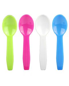 Yocup Assorted Plastic Taster Spoon (blu/grn/wht/pnk) - 1 case (3000 piece)
