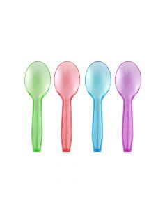 Yocup Assorted Neon Plastic Taster Spoon (blu/grn/pnk/pur) - 1 case (3000 piece)