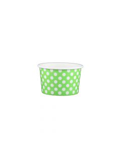 Yocup 4 oz Polka Dot Lime Green Cold/Hot Paper Food Container - 1 case (1000 piece)