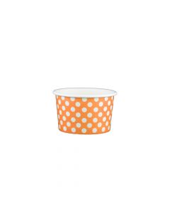 Yocup 4 oz Polka Dot Orange Cold/Hot Paper Food Container - 1 case (1000 piece)