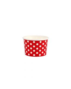 Yocup 4 oz Polka Dot Red Cold/Hot Paper Food Container - 1 case (1000 piece)