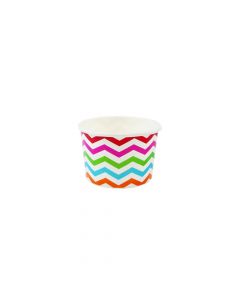 Yocup 4 oz Chevron Print Rainbow Cold/Hot Paper Food Container - 1 case (1000 piece)