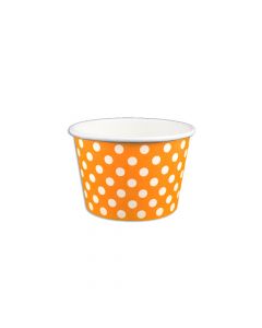 Yocup 8 oz Polka Dot Orange Cold/Hot Paper Food Container - 1 case (1000 piece)
