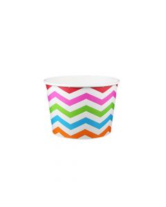 Yocup 8 oz Chevron Print Rainbow Cold/Hot Paper Food Container - 1 case (1000 piece)