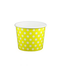 Yocup 12 oz Polka Dot Yellow Cold/Hot Paper Food Container - 1 case (1000 piece)