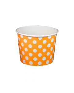 Yocup 16 oz Polka Dot Orange Cold/Hot Paper Food Container - 1 case (1000 piece)
