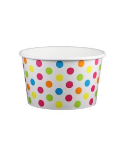 YOCUP 32 oz Polka Dot Rainbow Paper Cold/Hot Food Container - 600/case (12/50)